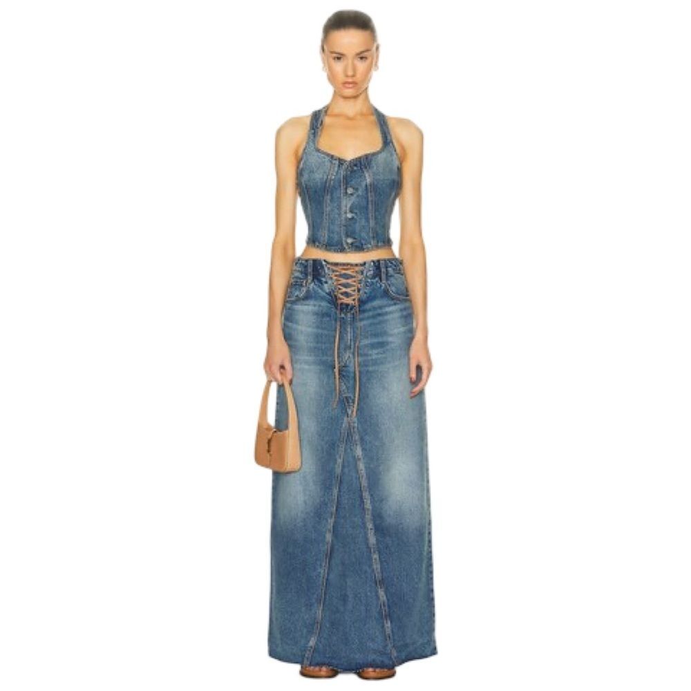 NWT GRLFRND Phoebe Laced Halter Top & Indira Laced Maxi Skirt Set | Small / 26